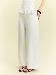 Wide-Leg Pants with Ruffle Detail