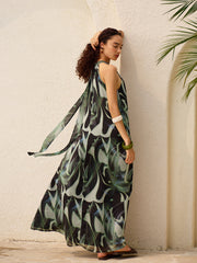 Flowy Abstract Halter Dress