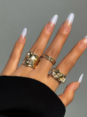 Three-Piece Irregular Golden Tone Ring Set