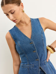 Sleeveless Denim Skirt Set