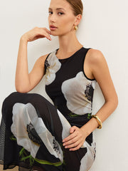 Sheer Floral Print Maxi Dress