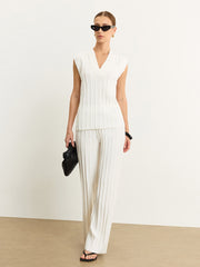 Ribbed Knit V-Neck Tank Top