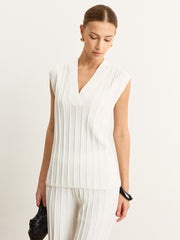 Ribbed Knit V-Neck Tank Top