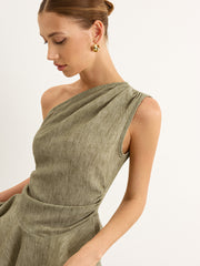 Asymmetrical One-Shoulder Top with Ruffle Hem
