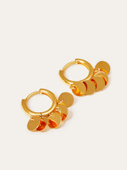 Dangling Disc Charm Hoop Earrings