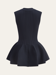 Structured Peplum Button-Up Knit Vest