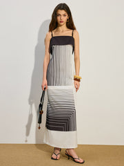 Striped Maxi Dress with Side Slit