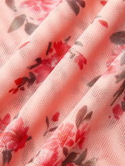 Semi-Sheer Printed Deep V Dress