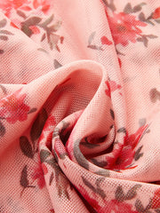 Semi-Sheer Printed Deep V Dress