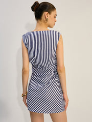 Striped Ruched Mini Dress