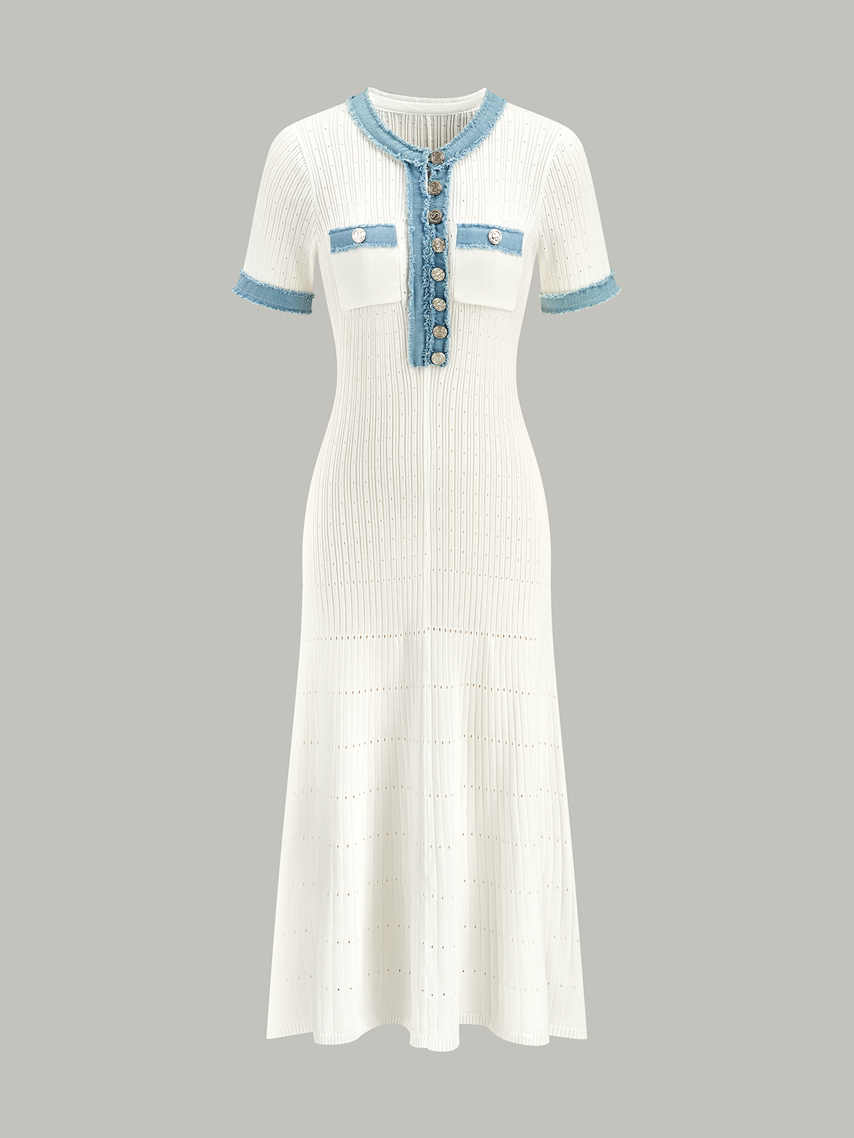 Trimmed Knit Midi Dress