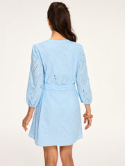 Belted Eyelet Mini Dress