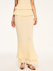 Pleated Hem Maxi Skirt