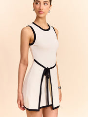 Contrast Trim Wrap Mini Dress