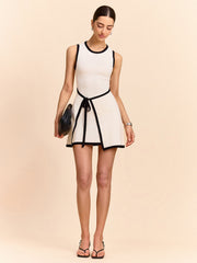Contrast Trim Wrap Mini Dress