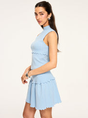 Textured Wavy-Hem Knitted Skirt Set