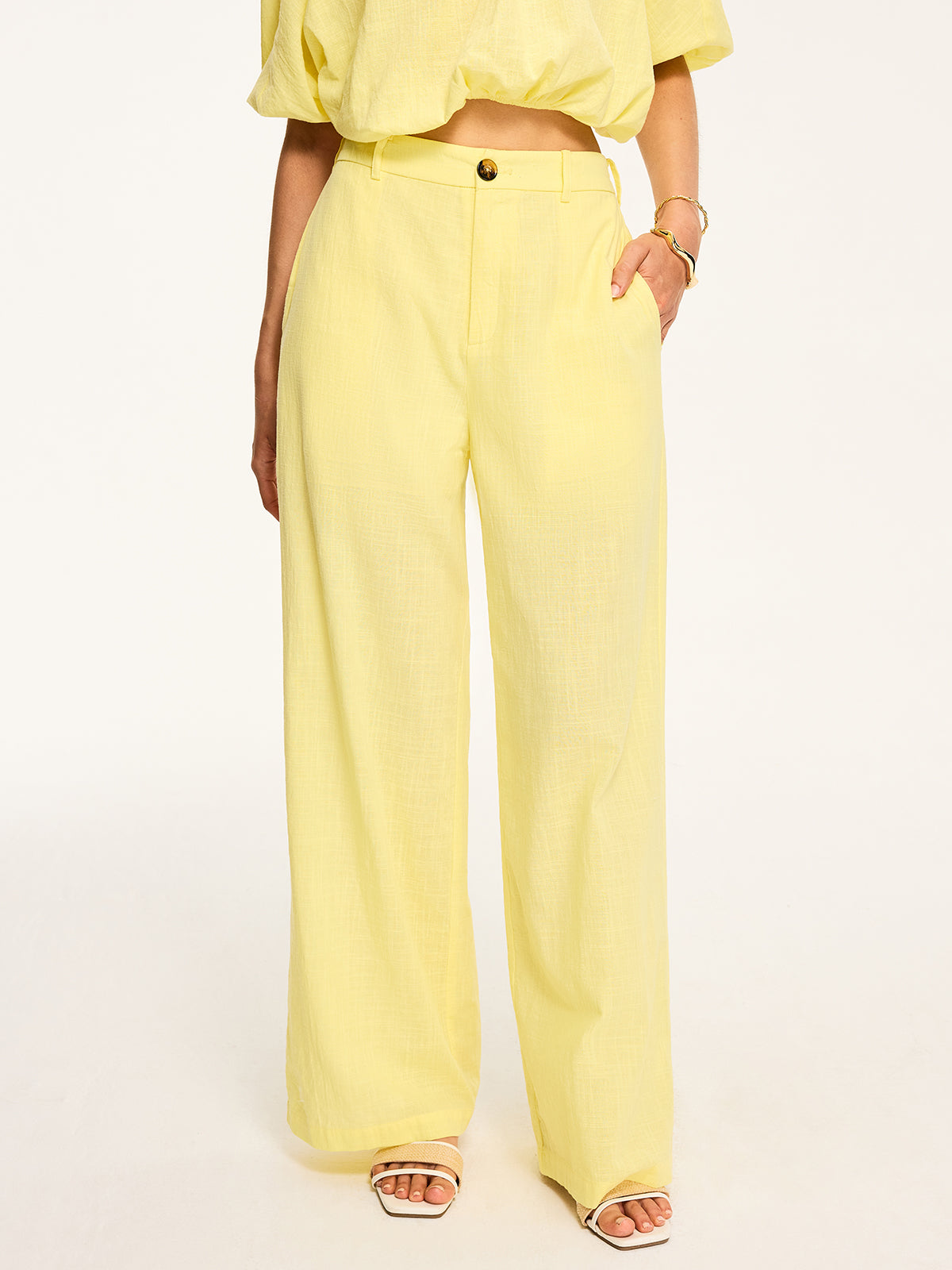 Mid-Waisted Wide-Leg Pants