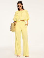 Mid-Waisted Wide-Leg Pants