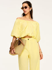 Puff-Sleeve Back-Tie Blouse