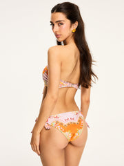 Floral Print Bandeau Bikini Set With Side Tie