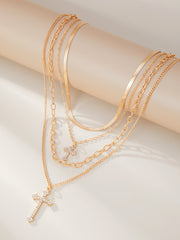 Cross Pendant Layered Necklace