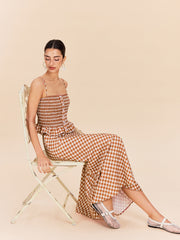 Checkboard Print Pockets Skirt