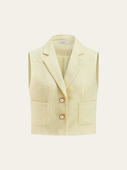 Pearl Button Tweed Vest and Shorts Set