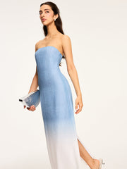 Gradient Strapless Maxi Slit Dress