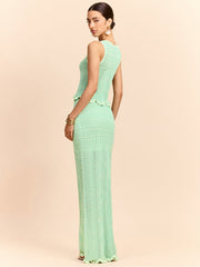 Wave Pattern Knit Maxi Skirt