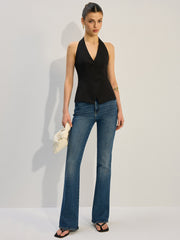 Halter Neck Asymmetric Buttoned Vest