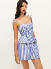 Striped Peplum Cami Top With Shorts Set