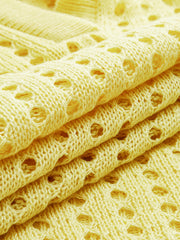 Openwork Knit Polo Top