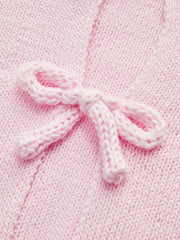 Short-Sleeved Knit Top with Bow Detail