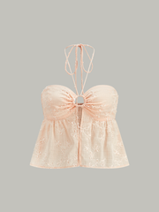 Shirred Halter Crop Top