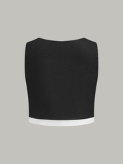 Contrast Trim Skirt Set