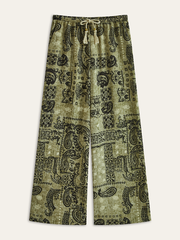 Paisley Print Wide-Leg Pants