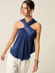 Satin Twist Front Tank Top