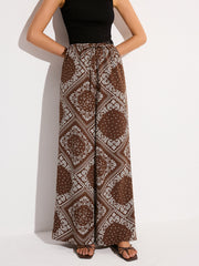 Paisley Print Pocketed Wide-Leg Pants