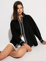 Oversized  Embroidered Trim Shirt
