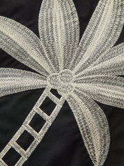 Embroidered High-Waist Wide-Leg Pants