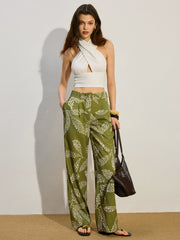 Printed Mid-Rise Thin Pants