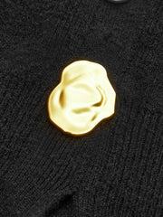 Metal Button V-Neck Sweater