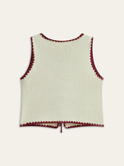 Contrast Trim Tie-Front Knit Vest