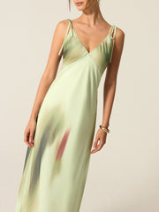 V-Neck Printed Maxi Dress