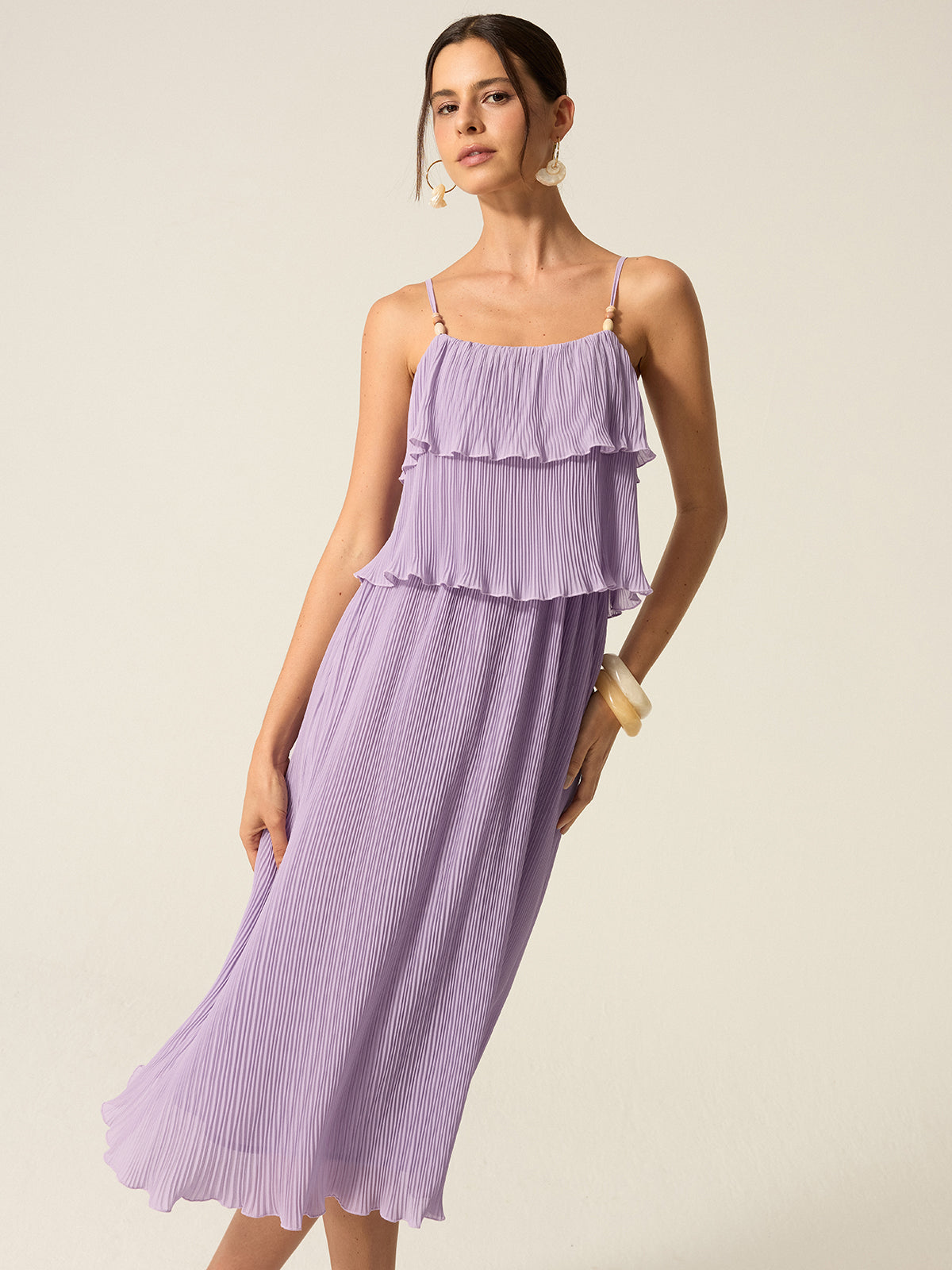 Tiered Pleated Maxi Dress
