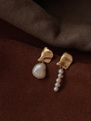 Irregular Metal & Pearl Earrings