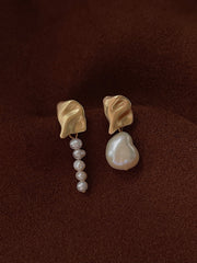 Irregular Metal & Pearl Earrings