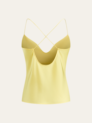 Satin Cowl Neck Cami with Crisscross Back