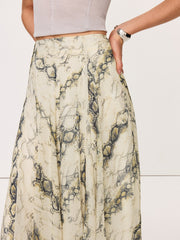 Semi-Sheer Snake Print Flowy Maxi Skirt