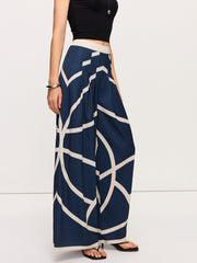 High-Waisted Wide-Leg Striped Pants